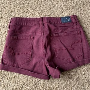 American Eagle High Waisted Burgundy Shorts